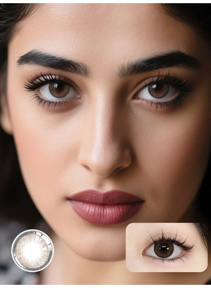 UYAAI FOG PEARL Brown Yearly Colored Contact Lenses, Unisex Cosmetic Contact Lenses, Natural Fashion Lenses, 42% Water - Image 1